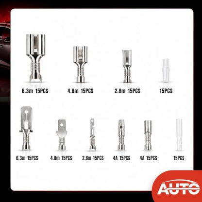 120Pcs 2.8/4.8/6.3mm Crimp Terminal Block Assortment Kit | Quick Splice Male and Female Wire Spade Connecto for Car Audio Speaker Electrical Wiring 16-20 gauge wires