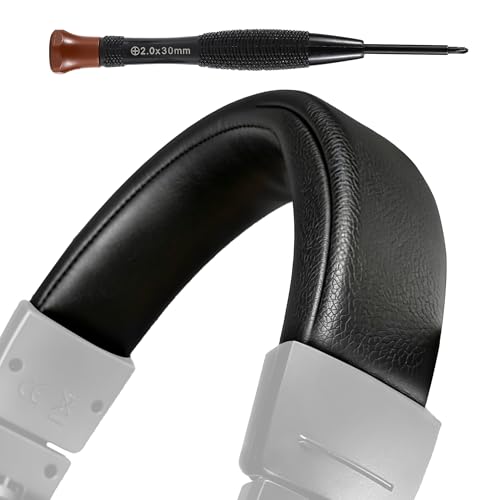 Lukvcoe Headband Replacement Cover for Audio Technica ATH M50, M50X, M50XWH, M50XBT, M50XBT2, M50S/LE Headphones, Cushion Headstrap Pad with Softer Protein Leather, Black - color: Black