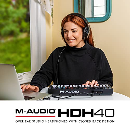 M-AUDIO HDH40 Closed-Back Over-Ear Headphones | Flexible Headband Design, 2.7m Cable for Studio Monitoring, Podcasting, and Audio Recording