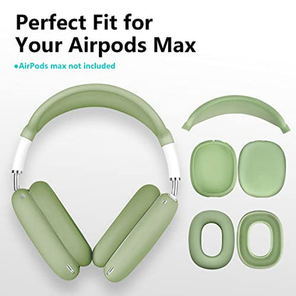FILOTO Case for Airpods Max Headphones, Ear Pad Case Cover/Ear Cups Cover/Headband Cover for AirPods Max (USB-C/Lightning)(2024/2020), Silicone Accessories Cases (Cactus Green) - color: Cactus Green