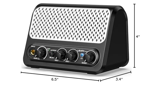Mini Guitar Amp,LEKATO 10W Portable Electric Guitar Amplifier with Clean & Overdrive Channel,Reverb,Bluetooth Small Guitar Amp for Practice (Black-White) - color: Black-White