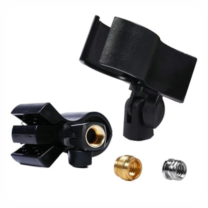 2pcs Large Microphone Clips, Adjustable Mic Holder for Microphones with Outer Diameter Range 1.26" from 2.3", with 5/8" Male to 3/8 to1/4" Female Screw Adapter(Black) Mic clip holder for stand - color: Black(c1*2pc)