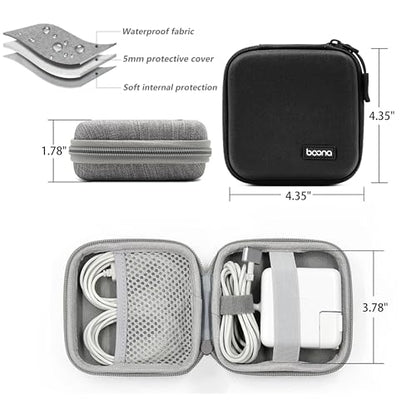 Small Travel Carrying Storage Case, 4.4"x4.4" Charger Organizer, Pouch compatible with MacBook Power Adapter, Laptop Accessories Cables, Cords, USB Drives, Earphones | Portable travel pouch, holds MacBook power adapter, cables, USB drives, earphones and s