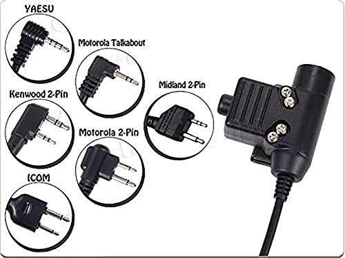AngelReally U94 PTT Military Adapter Mobile 2 Pin 7.0mm Plug Push to Talk for Kenwood/Baofeng Radio