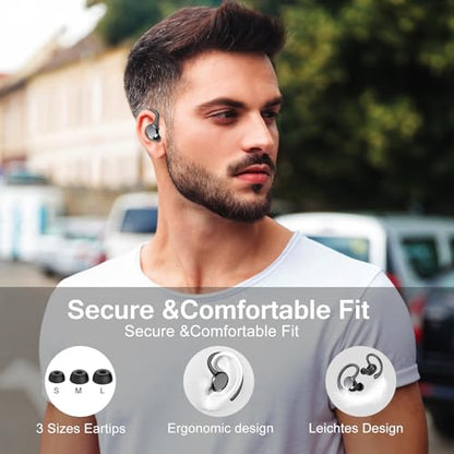 Wireless Earbuds, 2026 Bluetooth 5.4 Headphones HiFi Stereo, Bluetooth Earbuds with ENC Noise Cancelling Mic, IP7 Waterproof in Ear Earphones, 68H Dual LED Display Ear buds for Workout Sports - color: Matte black