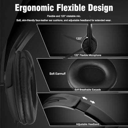 Joso Wired Headset with Mic, Gaming Headset for PS5/PS4/Xbox/Switch/PC/iPad/Mac/Tablet with 3.5mm to Type C & USB-A Adapter - Office Business, Remote Work, Coach, Gaming, Chat Headphone, Dual Ear - style: Dual Ear