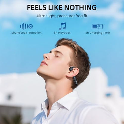 HIFI WALKER Bone Conduction Headphones for Swimming, IPX8 Waterproof Open Ear Headphones with Built-in 32GB MP3 Player, Bluetooth 5.3 Wireless Sports Earbuds for Swimming Laps Running Cycling