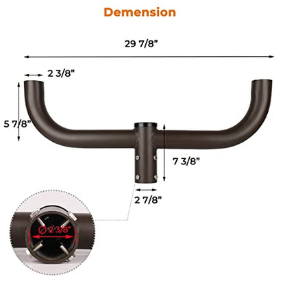 180 Degree Double Bullhorn Bracket for 2 fixtures | LED Parking Lot Light Tenon Adapter,U bullhorn Adapter for 2PACK Outdoor Shoebox Area Pole Light