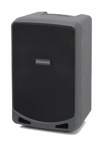Samson Expedition XP106w 100 Watt Rechargeable Bluetooth Speaker with Wireless Handheld Microphone, Black | Key details: 100 watts with Bluetooth, Wireless HH mic (rechargable battery)