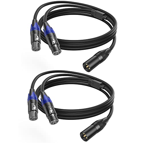 LanSenSu 1 Male to 2 Female XLR Y Splitter Micrphone， 3pin XLR Female to Dual XLR Male Y-Splitter Balanced Mic Audio Cables for Stereo Mic to L & R Audio Track (3.3ft-2pack) - size: 3.3ft-2pack