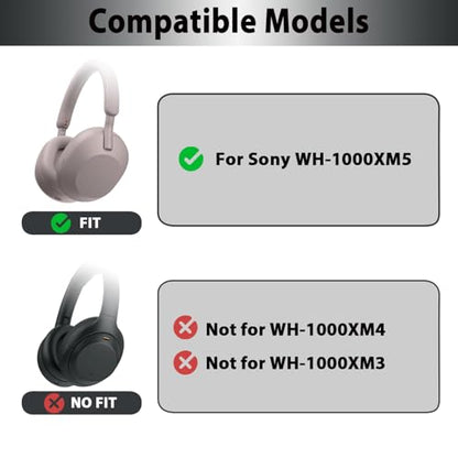 Adhiper XM5 Sweat Covers Accessories for Sony WH-1000XM5 - Smoky Pink | Soft Silicone Case, 3-in-1 Headphone Covers with Ear Cover & Headband Cover & Shell Protector, Sweatproof & Washable - color: Smoky Pink