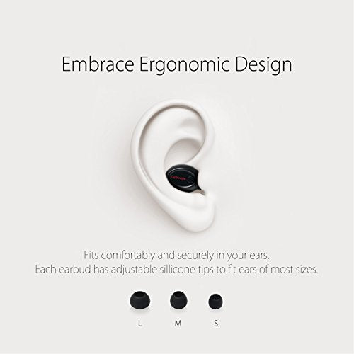 G8 Bluetooth Earpiece Wireless Headphone Mini Invisible Earbud, 6 Hrs Playtime 2 Magnetic USB Chargers Tiny Smallest Headset Single Car Earphone with Mic for Samsung Galaxy (1 Piece) - color: Black