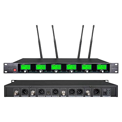 Wireless Microphone System 6 Channel Microphones Pro UHF 6 Handheld Karaoke DJ Karaoke System 6 Whole Metal Karaoke System Church Speaking Conference Wedding Party