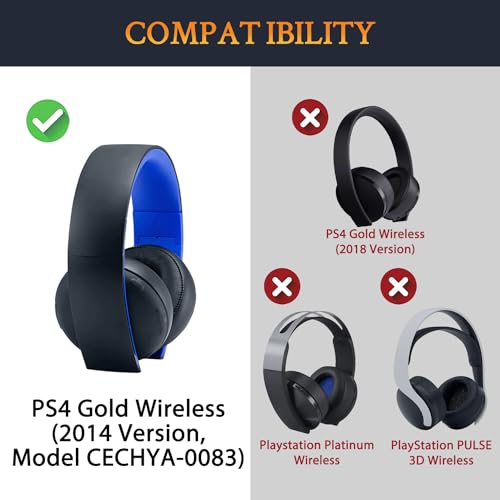 SOULWIT Headband for Sony Gold Wireless PlayStation PS4 2014 Version (Model CECHYA-0083) Headsets, Replacement Headstrap Pad Repair Part - Black - color: Black