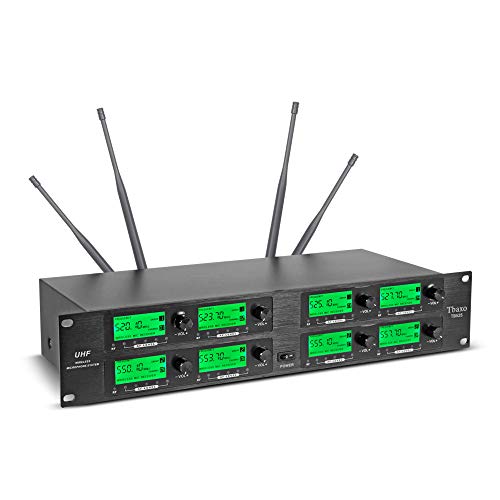Wireless Microphone System UHF 8 Channel 8 Lavalier Bodypacks 8 Lapel Mic 8 Headsets for Karaoke System Church Speaking Conference Wedding Party 3 Year Warranty