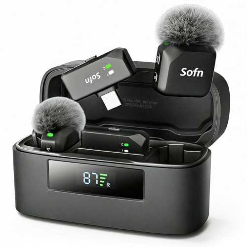 Wireless Lavalier Microphone for iPhone & Android Magnetic Mini Clip Mic | AI Noise Reduction;Lightning & Type-C;9g Light;55H Battery Life with Charging Case for TikTok YouTube Vlog Content Creation