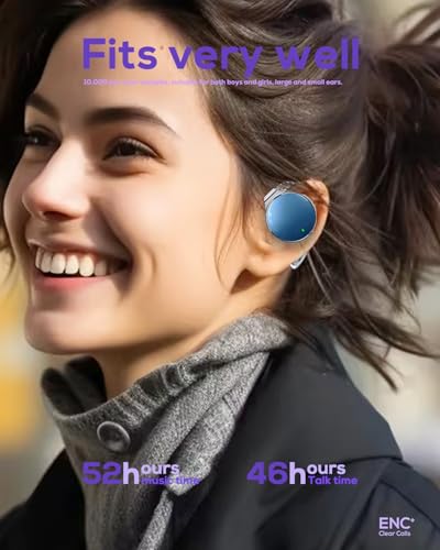 Micool On Ear Bluetooth Headphones, Open-Ear Headphones Wireless with 4-Mic ENC for Crystal Clear Calls, 52H Total Battery, Dual Device, Sport Clip On Headset for Running & Travel (Black & Blue) - color: Black & Blue