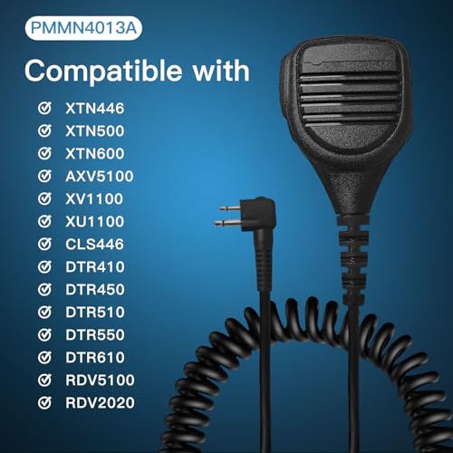 PMMN4013a PMMN4013 Speaker Microphone for Motorola R2 CP200 CP200D | Shoulder Mic with 3.5 mm Jack for CP100D CP185 BPR40D BPR40 PR400 CLS1110 CLS1410 CLS1110 RDU4100 RMU2040