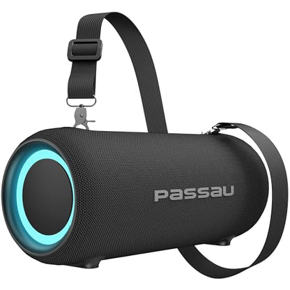 Passau Portable Bluetooth Speakers Loud 40W Peak Stereo Sound, Passive Radiators-Deep Bass, All Day Playtime, Adjustable Strap, BT5.3, IPX5 Wireless Speaker RGB Lights for Indoor Outdoor | TWS, RGB Light, Passive Radiator, Adjustable Strap, BT5.3 Recharge
