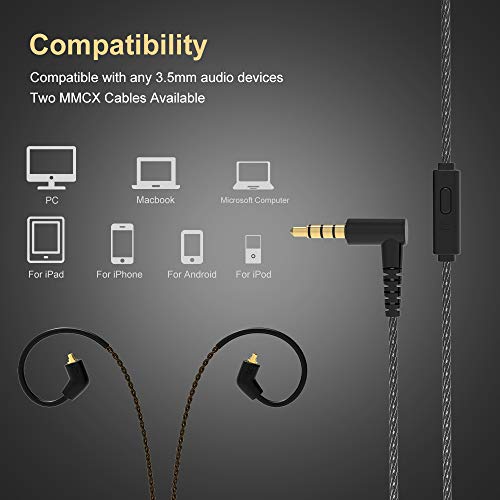BASN Metalen 4 Drivers in-Ear Monitor Headphones, Wired Earbuds, Matt Black | 2BA+2DD Musicians Noise Isolating IEMs with Deep Bass, Two Detachable MMCX Cables with Case for Singers,Drummers,Bassists - color: Matte Black