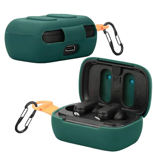 easyBee Case Compatible with Skullcandy Dime 3 Headphone Charging Cover with Keychain, Soft Liquid Silicone Ultra Thin Shockproof Protective Kit - Green
