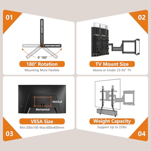 XINLEI Universal Sound Bar Mounts with Detachable Long Extension Plates Fits Most 23 to 65 Inch TVs Soundbar TV Mount Bracket Above or Under TV, up to 22 lbs SBR303 - color: SBR303