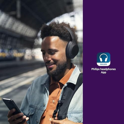 PHILIPS H8506 Over-Ear Wireless Headphones with Noise Canceling Pro (ANC) and Multipoint Bluetooth Connection, 60 Hours Playtime, (TAH8506BK/00),Black