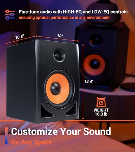 ESI nEar i8 8" Studio Reference Monitor, 2-Way Active Powered Speaker, Ideal for Near-Field Music Production, Studio Monitoring and Desktop Computers, Studio-Quality Sound, Sold Individually (Single) - size: nEar i8 (Single 8" Speaker)