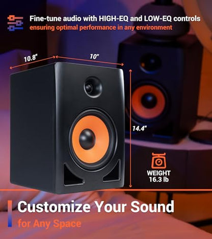 ESI nEar i8 8" Studio Reference Monitor, 2-Way Active Powered Speaker, Ideal for Near-Field Music Production, Studio Monitoring and Desktop Computers, Studio-Quality Sound, Sold Individually (Single) - size: nEar i8 (Single 8" Speaker)
