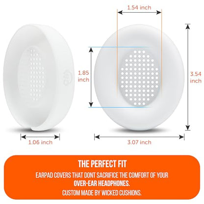 WC SweatZ Studio Pro - Patented Silicone Earpad Covers for Beats Studio Pro | Made by Wicked Cushions | Sweatproof & Easily Washable | White - color: White