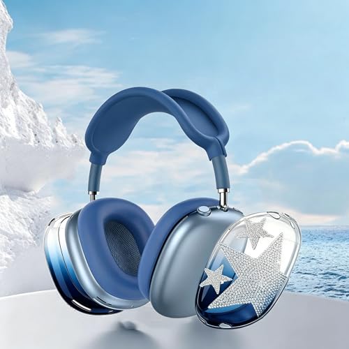 [4 in 1] Case Cover for AirPods Max 2/1 (2026/2024/2020) Ear Pad Case Cover/Headband Cover/Ear Cups Cover with Bling Stars for Apple AirPods Max Headphones (Gradient Dark Blue Stars) ﻿ - color: Gradient Dark Blue Stars