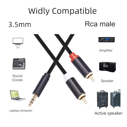 (10FT / 2 Pack) 3.5mm to RCA Cable,Gold Plated, 1/8 Male to Male Stereo Aux Cord Y Splitter Adapter for Tablets, Speakers, Smartphones, MP3, HDTV - size: 10FT