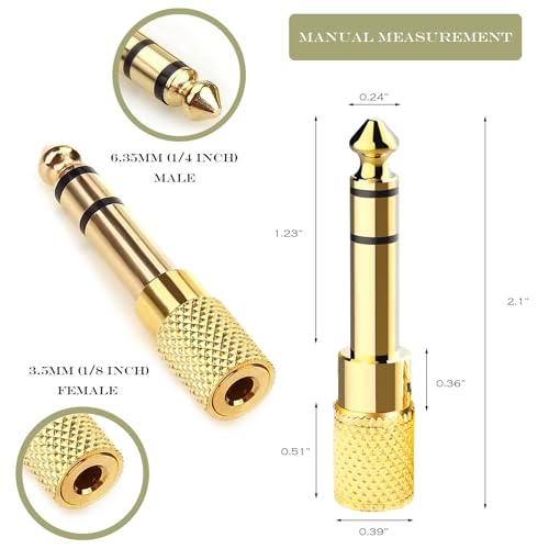 1/4" to 3.5mm Adapter, Female 3.5mm to Male 1/4 inch Headphone Jack Adapter for Headphones, Amplifier, Electric Guitar, Tablet - 2 Pack - size: 2-Pack