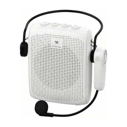 WinBridge Wireless Voice Amplifier 15W Bluetooth Headset Mic for Teachers | Portable PA System, Teacher Microphone for Classroom, 12-15H Battery, Small Presentation Speaker Sound Amplifier WB002 White - color: White
