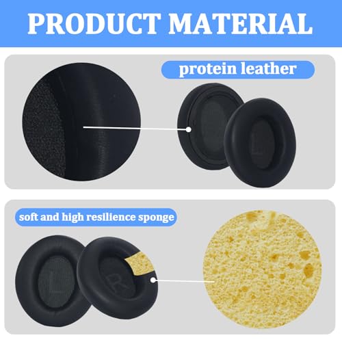 Adhiper Earpads & Headband for Anker Soundcore Space Q45 Headphones,Black