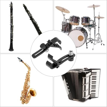 QWORK Shockproof Drum Microphone Clips, 4pcs Adjustable Mic Securing Clamp Mounts for Studio Drum Recording