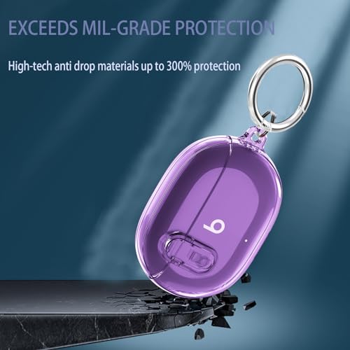 Beats Studio Bud/Buds Plus Case Cover Clear 2021/2023 Lock Clip with Clean Kit, GARTOO Protective Case and Clean Pen Compatible with Beat Studio Bud + for Women Girls Kids, Clear Purple - color: Clear Purple