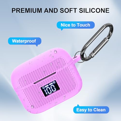 Compatible with TOZO T20 Case Cover, Soft Silicone Skin Case with Keychain, Shock Absorbing and Anti-Drop Protective Case with LED Power Display for Men and Women [Front LED Visible] Light Purple - color: Light Purple
