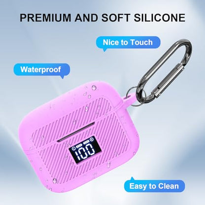 Compatible with TOZO T20 Case Cover, Soft Silicone Skin Case with Keychain, Shock Absorbing and Anti-Drop Protective Case with LED Power Display for Men and Women [Front LED Visible] Light Purple - color: Light Purple