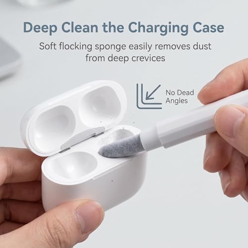 1pc Cleaner Kit for Earbuds, Multi-Function Cleaning Tool with Brush Flocking Sponge for Wireless Earphones Bluetooth Headphones Case Camera and Phone(White) - color: White