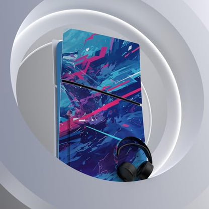 PlayVital Full Set Skin Sticker for ps5 Slim Console Disc Edition (The New Smaller Design), Vinyl Skin Decal Cover for ps5 Controller & Headset & Charging Station - Neon Dragoon - color: Neon Dragoon