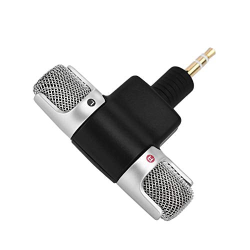 Hakeeta Mini Stereo Microphone for PC Laptop MD Camera, Directional Condenser Flexible Microphone Vlogging Microphone with 3.5mm Gold-Plating Plug