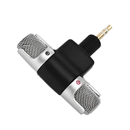 Hakeeta Mini Stereo Microphone for PC Laptop MD Camera, Directional Condenser Flexible Microphone Vlogging Microphone with 3.5mm Gold-Plating Plug