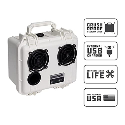 DemerBox: Waterproof, Portable, and Rugged Outdoor Bluetooth Speakers. Loud Sound, Deep Bass, 40+ hr Battery Life, Dry Box + USB Charging, Multi-Pairing Party Mode. Built to Last (Uyuni White, DB2) - color: Uyuni White