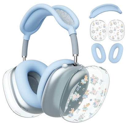 for AirPods Max Headphones Bunny Bow Ear Covers for AirPods Max 2 - color: Bunny Flower C/Blue