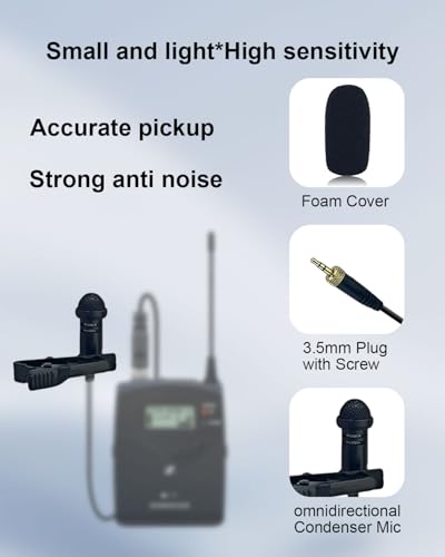 3.5mm TRS Lavalier Mic for Sennheiser Systems EW300, 1.5M | Omnidirectional Lapel Microphones With Crisp Sound Pickup, For Youtube, Vlogging, Live Streaming, Interviews