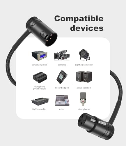 Adjustable 90 Degree XLR Male to Female Microphone Cable,Right Angle XLR Female to Male Adapter Cable,Rotatable Mic Cord for Mixer Microphone 1.64FT (50cm) 2pcs - style: 2PCS 1.64FT