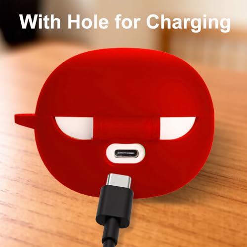 Silicone Protective Case for i121 Earbuds, Compatible with King Lucky Clip-On Open Ear Headphones, Full Cover Shockproof Anti-Scratch Case with Keychain Carabiner, Charging Port Access - color: Red