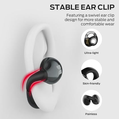 Monster Open Ear AC600 Headphones, Bluetooth 5.4 Wireless Earbuds with HiFi Stereo, Clip-On Earbuds with ENC Clear Call, 21H Playtime, IPX6 Waterproof Wireless Headphones for Outdoor Exercise,Black