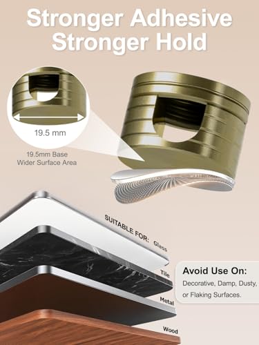 Strong Adhesive Cord Holder for Nightstand with Wider Base, 3 Pack | Sleek Antique Bronze Aluminum Screw-top Cord Clips for Desk, Desk Cable Holder, Phone Cord Management Clips Secure Organizer